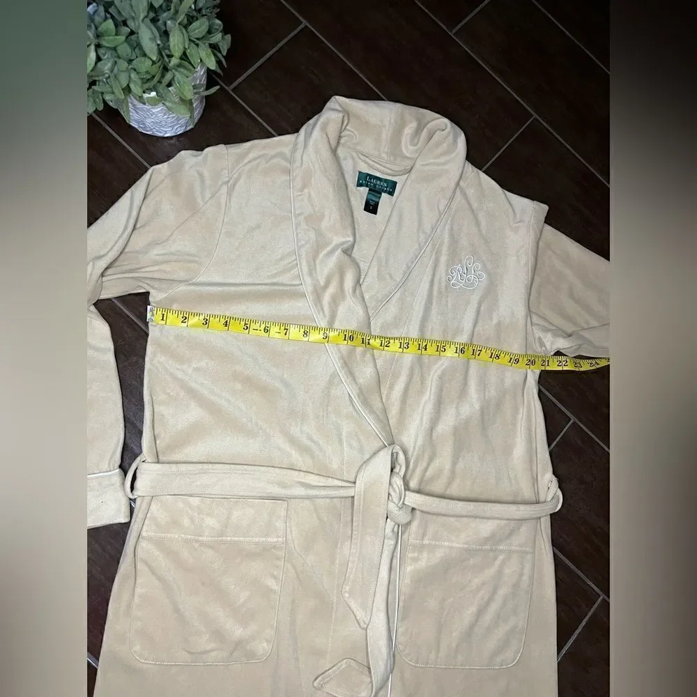 Lauren Ralph Lauren beige embroidered robe sz small